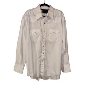 Wrangler Vintage Shirt Men XL 17 1/2-35 X-Long Tails White Pearl Snap